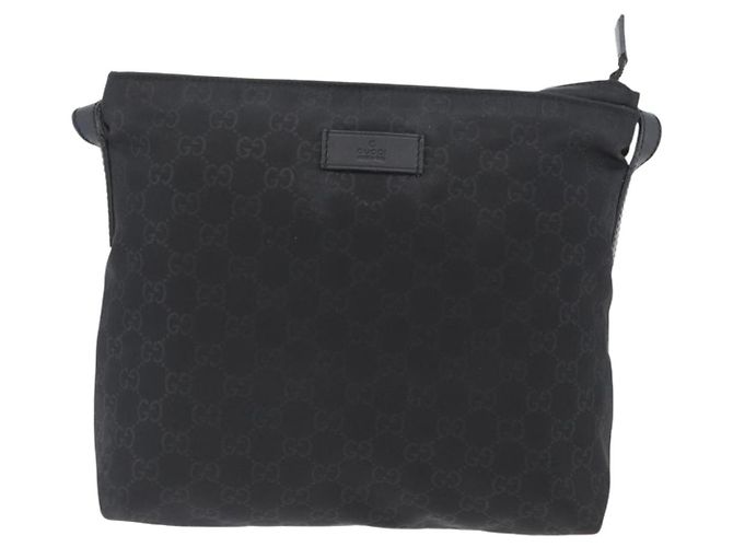 Sac à bandoulière GG en toile Gucci Nylon Noir Argent 314529 Auth gh1748 Argenté - vue 13