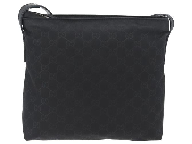 Sac à bandoulière GG en toile Gucci Nylon Noir Argent 314529 Auth gh1748 Argenté - vue 2