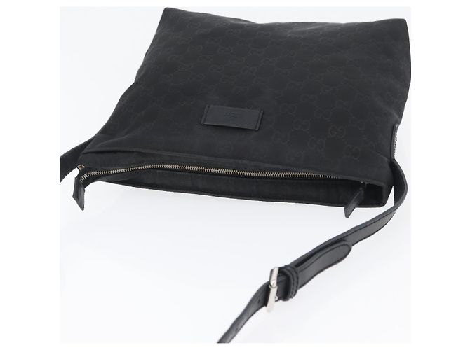 Sac à bandoulière GG en toile Gucci Nylon Noir Argent 314529 Auth gh1748 Argenté - vue 6
