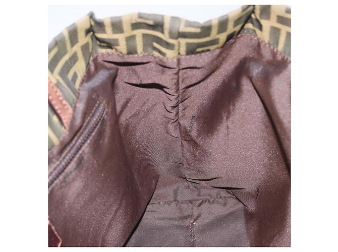 FENDI Zucca Canvas Handtasche Schwarz Braun Auth 173796 - Ansicht 18