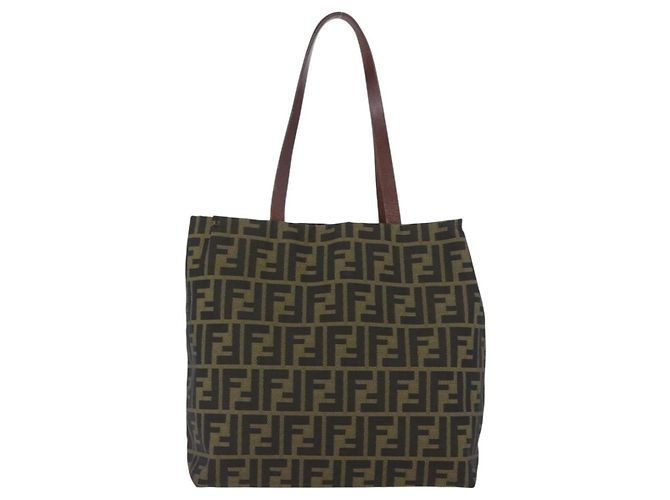 FENDI Zucca Canvas Handtasche Schwarz Braun Auth 173796 - Ansicht 2