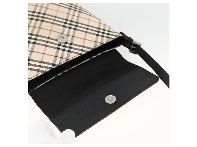 Borsa a Spalla Nova Check Burberry in Tela Beige Nera Argento Autentica 174064 Nero - vista 10