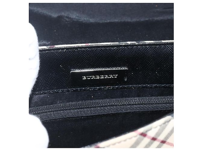 Borsa a Spalla Nova Check Burberry in Tela Beige Nera Argento Autentica 174064 Nero - vista 11