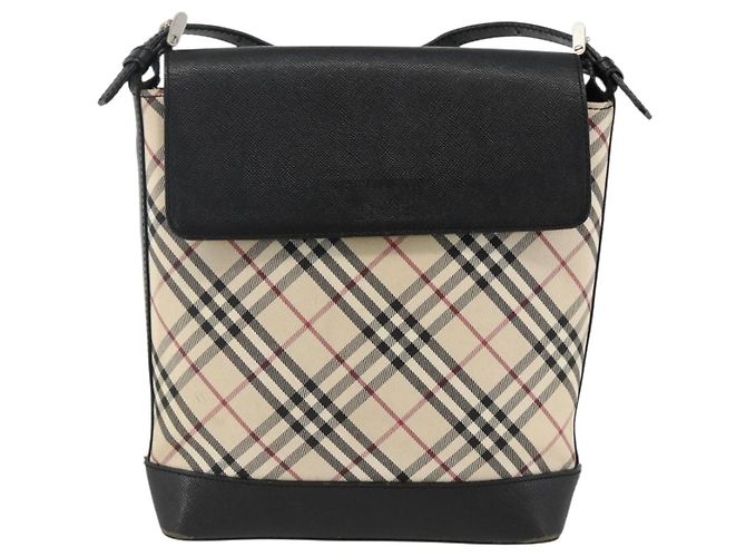 Borsa a Spalla Nova Check Burberry in Tela Beige Nera Argento Autentica 174064 Nero - vista 13