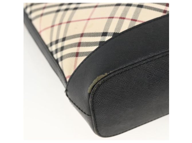 Borsa a Spalla Nova Check Burberry in Tela Beige Nera Argento Autentica 174064 Nero - vista 14