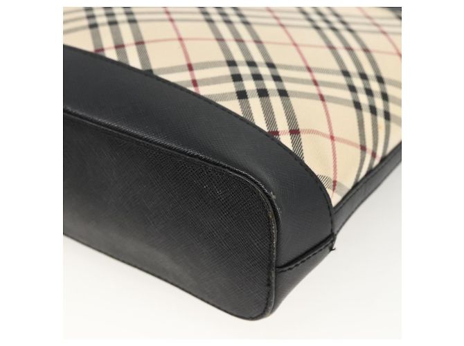 Borsa a Spalla Nova Check Burberry in Tela Beige Nera Argento Autentica 174064 Nero - vista 15