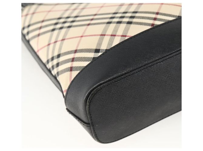 Borsa a Spalla Nova Check Burberry in Tela Beige Nera Argento Autentica 174064 Nero - vista 16