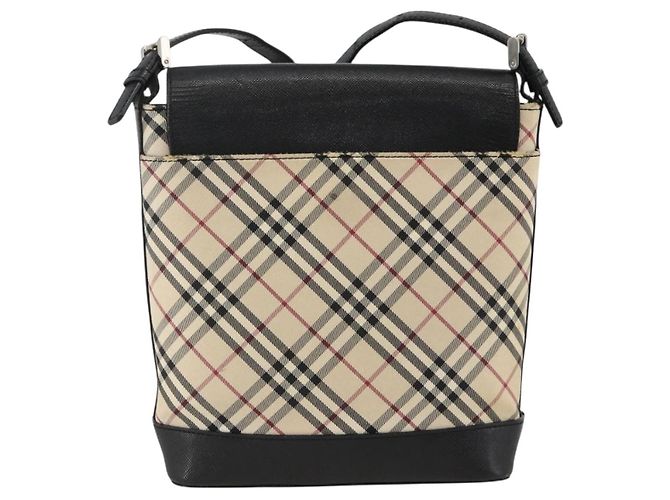 Borsa a Spalla Nova Check Burberry in Tela Beige Nera Argento Autentica 174064 Nero - vista 2