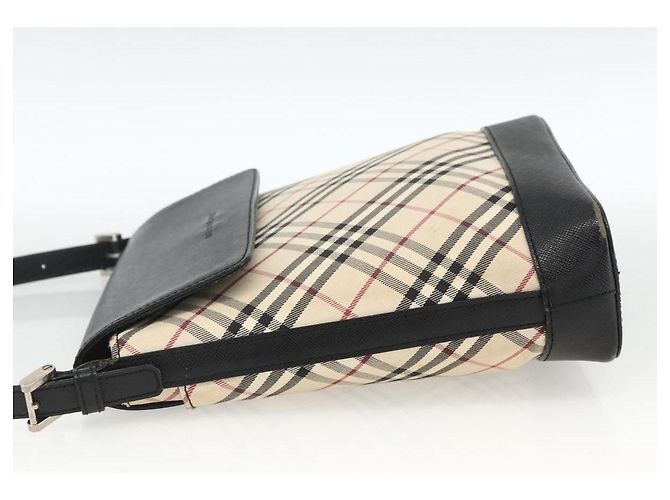 Borsa a Spalla Nova Check Burberry in Tela Beige Nera Argento Autentica 174064 Nero - vista 3