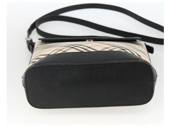 Borsa a Spalla Nova Check Burberry in Tela Beige Nera Argento Autentica 174064 Nero - vista 5