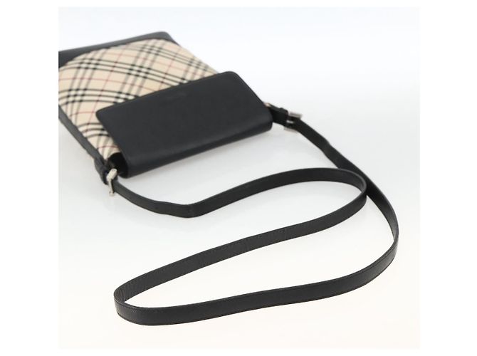 Borsa a Spalla Nova Check Burberry in Tela Beige Nera Argento Autentica 174064 Nero - vista 7