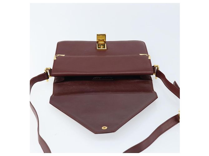 Cartier Borsa a spalla Must Line in pelle Bordeaux oro Auth BA11108 D'oro Bordò - vista 10