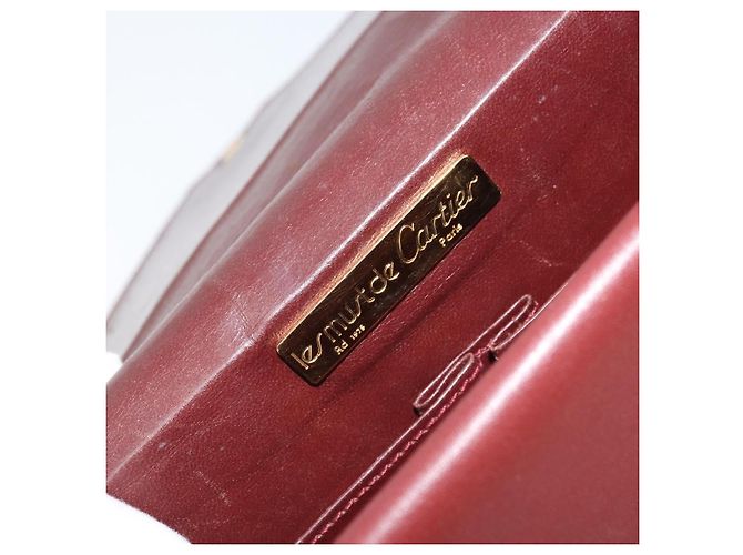 Cartier Borsa a spalla Must Line in pelle Bordeaux oro Auth BA11108 D'oro Bordò - vista 11