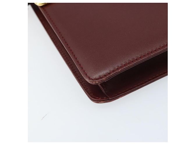 Cartier Borsa a spalla Must Line in pelle Bordeaux oro Auth BA11108 D'oro Bordò - vista 14