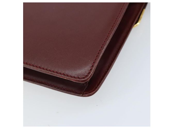 Cartier Borsa a spalla Must Line in pelle Bordeaux oro Auth BA11108 D'oro Bordò - vista 15