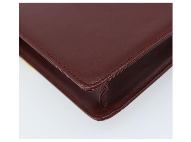 Cartier Borsa a spalla Must Line in pelle Bordeaux oro Auth BA11108 D'oro Bordò - vista 16