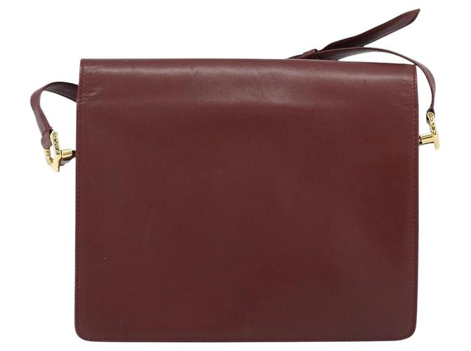 Cartier Borsa a spalla Must Line in pelle Bordeaux oro Auth BA11108 D'oro Bordò - vista 2