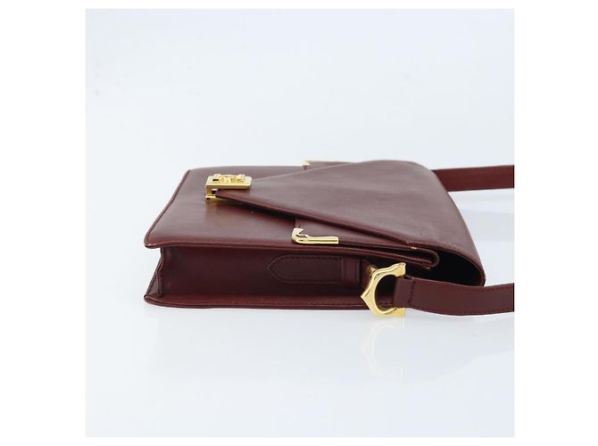 Cartier Borsa a spalla Must Line in pelle Bordeaux oro Auth BA11108 D'oro Bordò - vista 3