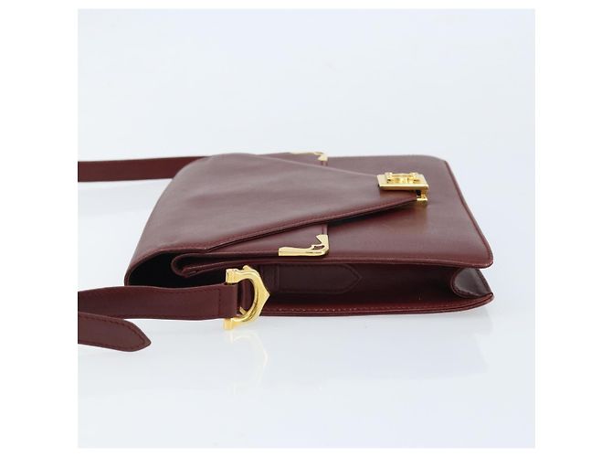 Cartier Borsa a spalla Must Line in pelle Bordeaux oro Auth BA11108 D'oro Bordò - vista 4