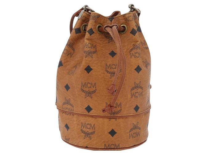 Borsa a Spalla MCM Vicetos Logogram in Pelle PVC Marrone Oro Auth BA11006 D'oro - vista 13