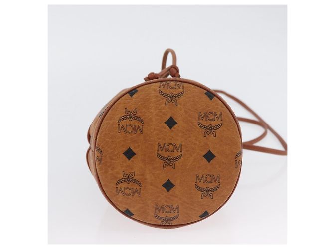 Borsa a Spalla MCM Vicetos Logogram in Pelle PVC Marrone Oro Auth BA11006 D'oro - vista 5