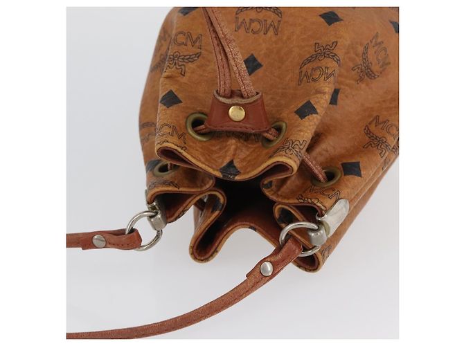 Borsa a Spalla MCM Vicetos Logogram in Pelle PVC Marrone Oro Auth BA11006 D'oro - vista 6