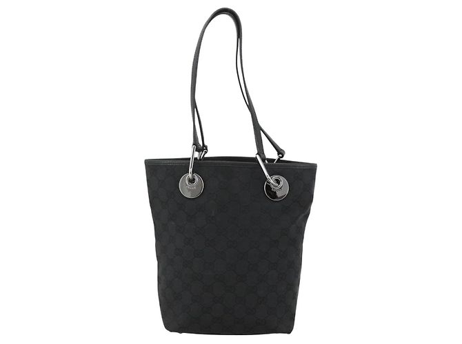GUCCI GG Canvas Tote Bag Schwarz Silber 120840 Auth ka2935 - Ansicht 13