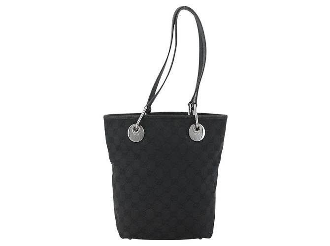 GUCCI GG Canvas Tote Bag Schwarz Silber 120840 Auth ka2935 - Ansicht 2