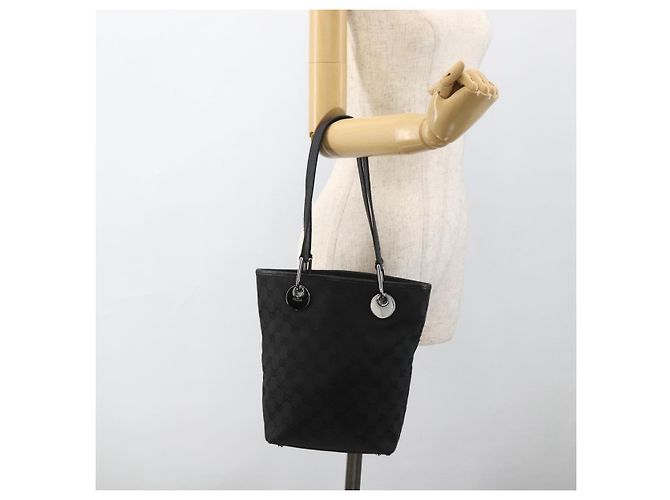 GUCCI GG Canvas Tote Bag Schwarz Silber 120840 Auth ka2935 - Ansicht 20