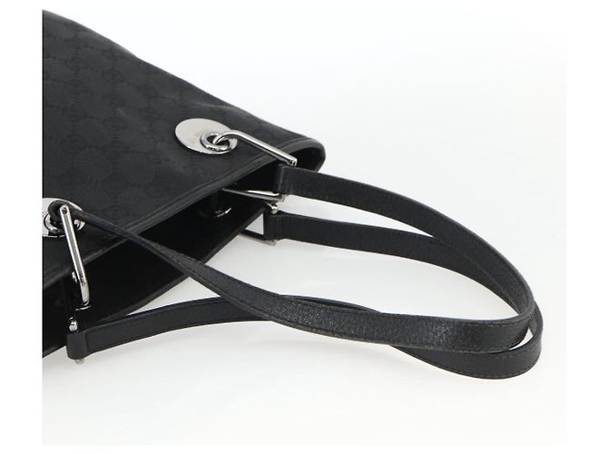 GUCCI GG Canvas Tote Bag Schwarz Silber 120840 Auth ka2935 - Ansicht 6