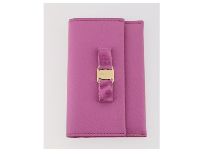 Salvatore Ferragamo Valla Gancini Pelle 5 Set Rosa Marrone Giallo Auth LNZ180 - vista 7