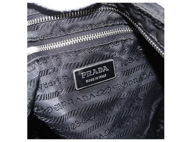 PRADA Borsa a mano in nylon nero argento Auth ka2874 - vista 11
