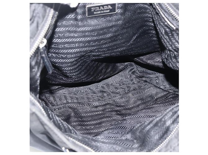 PRADA Borsa a mano in nylon nero argento Auth ka2874 - vista 12