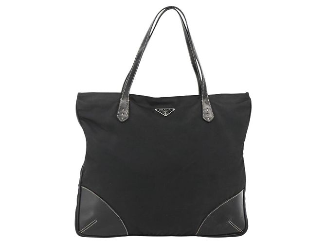 PRADA Borsa a mano in nylon nero argento Auth ka2874 - vista 13