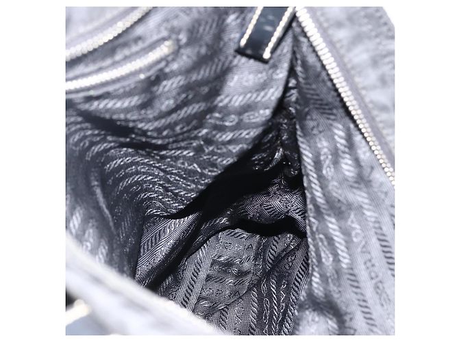 PRADA Borsa a mano in nylon nero argento Auth ka2874 - vista 18