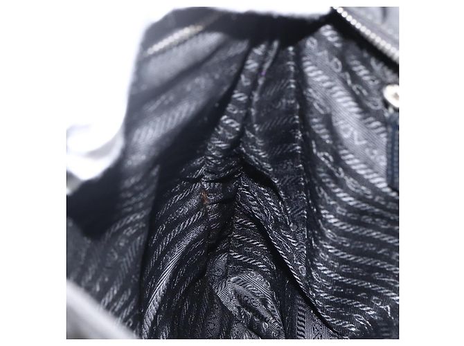 PRADA Borsa a mano in nylon nero argento Auth ka2874 - vista 19