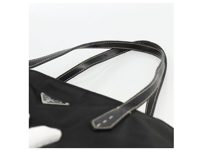 PRADA Borsa a mano in nylon nero argento Auth ka2874 - vista 8