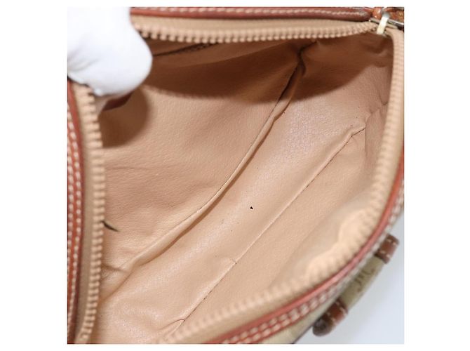 Céline Borsa a Spalla in Tela Macadam CELINE PVC Beige Oro Auth LNZ569 D'oro - vista 11