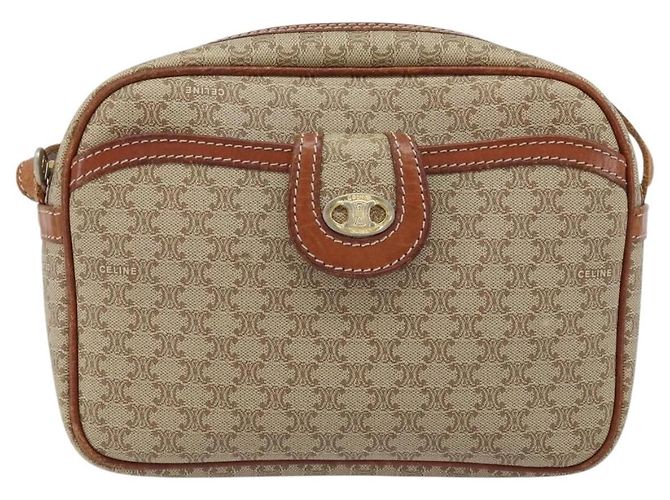 Céline Borsa a Spalla in Tela Macadam CELINE PVC Beige Oro Auth LNZ569 D'oro - vista 13