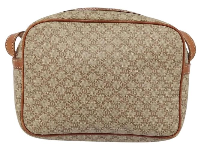 Céline Borsa a Spalla in Tela Macadam CELINE PVC Beige Oro Auth LNZ569 D'oro - vista 2