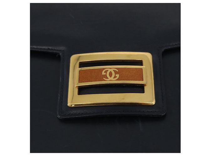 Gucci Borsa a Spalla in Pelle Blu Navy Oro Auth 169677 D'oro - vista 18