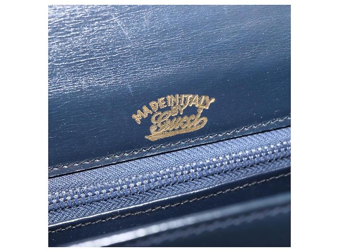 Gucci Borsa a Spalla in Pelle Blu Navy Oro Auth 169677 D'oro - vista 20
