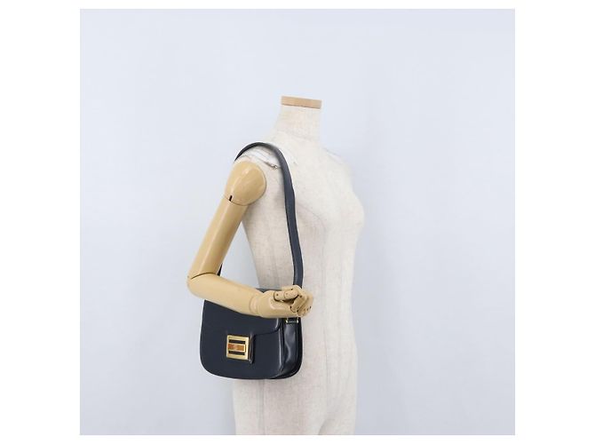 Gucci Borsa a Spalla in Pelle Blu Navy Oro Auth 169677 D'oro - vista 25