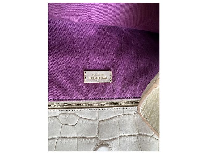 Vintage Emilio Pucci Krokodil-Prägung Leder Tote Bag - Ansicht 5