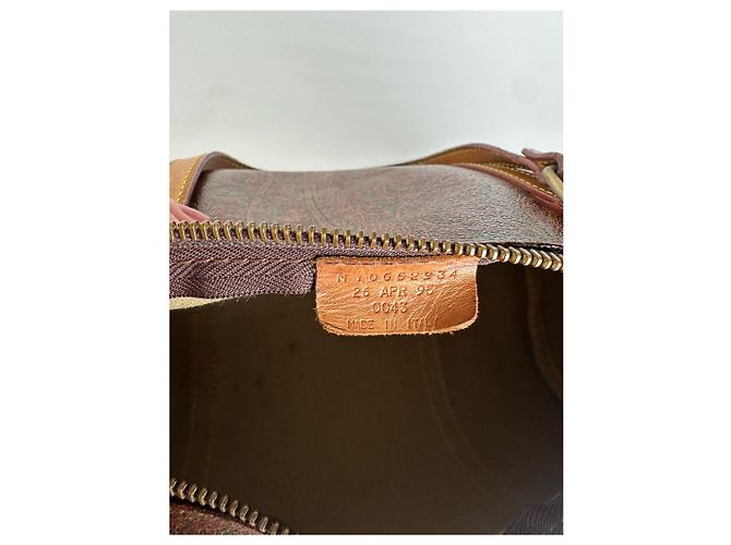 Vintage Etro Paisley Monogram Leder Bowlingtasche Orange - Ansicht 8