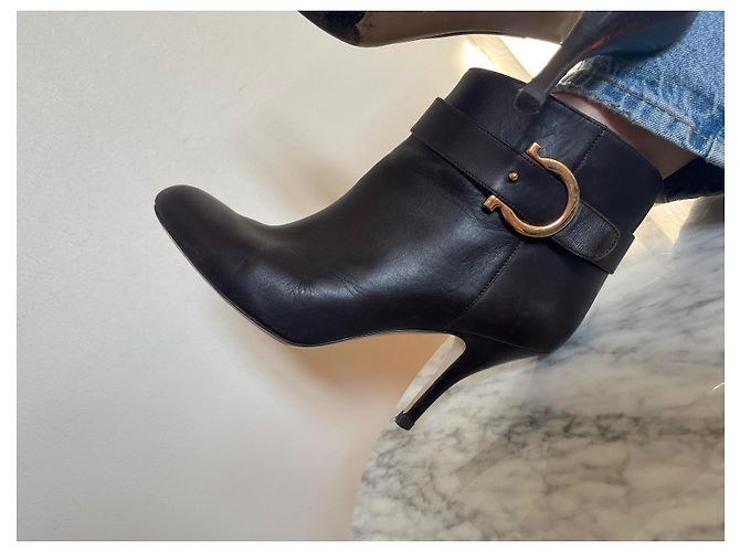 Botines Salvatore Ferragamo - Marrón Oscuro - Talla 39 - Excelente Estado - vista 5