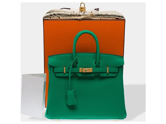 Hermès Borsa HERMES Birkin 25 in Pelle Verde - 103385 - vista 2