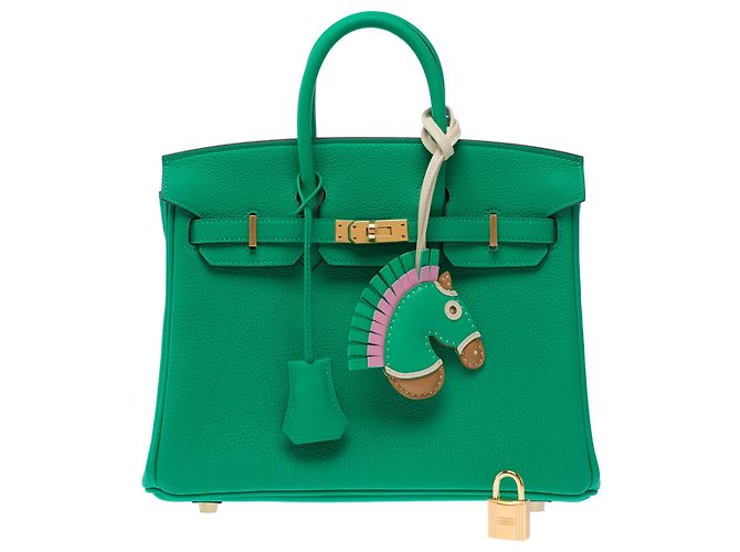 Hermès Borsa HERMES Birkin 25 in Pelle Verde - 103385 - vista 3
