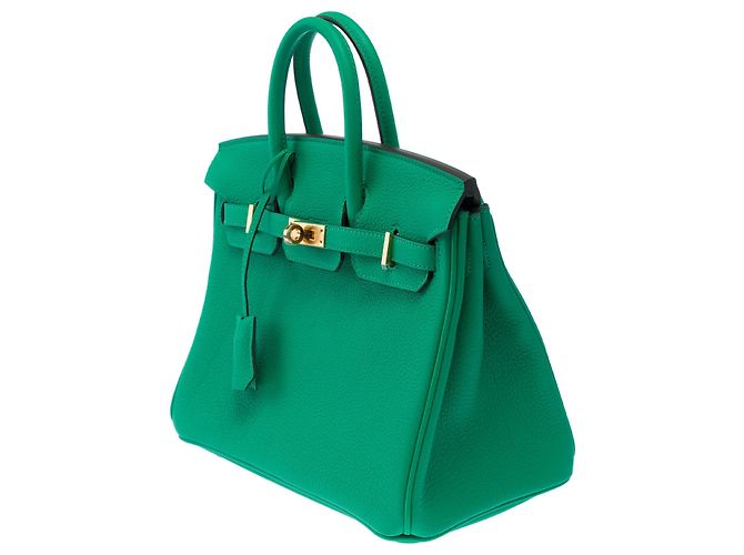 Hermès Borsa HERMES Birkin 25 in Pelle Verde - 103385 - vista 7