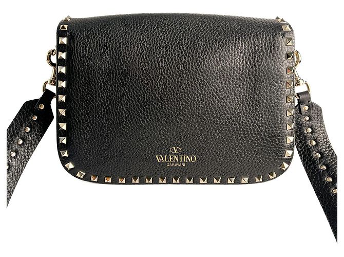 Valentino Garavani Borsa a tracolla in pelle di vitello Rockstud Spike media nera Nero - vista 2